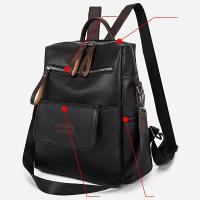 Mochila multifuncional de piel sintética para viaje, bolso de hombro bidireccional, Retro, para la escuela y el trabajo - details 2