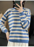 Jersey de Primavera para Mujer Suéter a Rayas de Dos Colores Suéter de Manga Larga con Cuello Redondo Nuevo Jersey de Algodón 100% - details 13