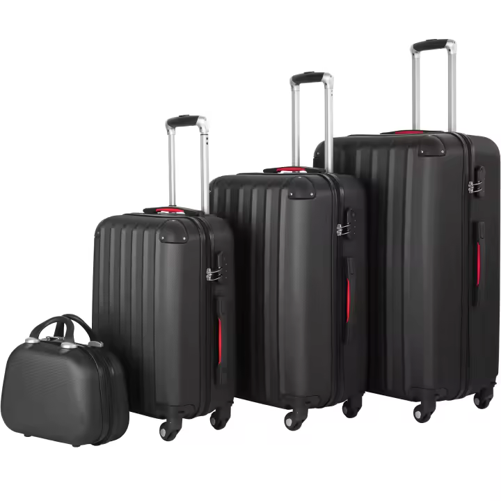 TECTAKE - Juego de maletas PUCCI con 4 piezas, Juego de tres maletas de viaje apilables y un neceser con efecto metalizado, Trolleys con asas laterales y un asa telescópica ergonómica, Maletas con c - 1