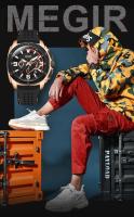 Relojes MEGIR de lujo de primera calidad para hombre, cronógrafo militar, resistente al agua, reloj deportivo de cuarzo, reloj de pulsera para hombre, reloj de silicona con esfera grande - details 1