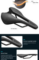 Asiento de Bicicleta RYET Ultraligero de Cuero para Carretera y MTB Cushion de Señuelos de Fibra PU Suave para Carreras de Ciclismo Accesorios de Asiento de Ciclismo CR-MO RAIL 7*7 - details 4
