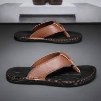 Zapatillas para hombre Chanclas de cuero para hombre Sandalias antideslizantes transpirables cómodas Zapatos de playa casuales ligeros para hombres - details 3