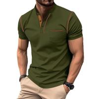Hombre manga corta henry camiseta hombre cuello redondo patchwork body - details 3