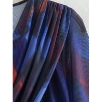 TRAFZA Conjunto de 2 piezas para mujer, camisa plisada de manga larga con cuello redondo y falda midi recta, moda 2023 - details 6