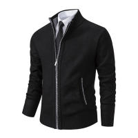 Chaqueta Deportiva Casual Para Hombre De Otoño E Invierno Nueva JERSEY Color Sólido Cuello Erguido Abrazadera De Poliéster Con Cierre De Cremallera - details 11