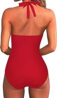 Traje de baño sexy de una pieza con lazo en el cuello y espalda cruzada para mujer - details 12