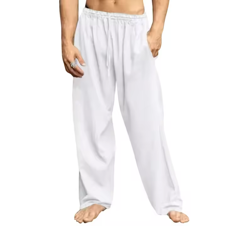 Pantalones casuales de verano sueltos de lino y algodón para hombre, color sólido, talla grande, moda masculina S-5XL - 1
