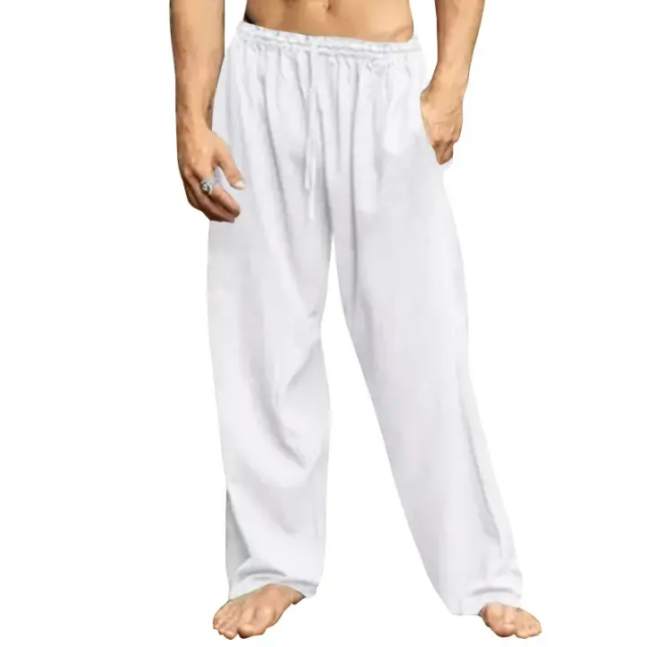 Pantalones casuales de verano sueltos de lino y algodón para hombre, color sólido, talla grande, moda masculina S-5XL - 1
