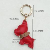 Precioso llavero de Bulldog Francés, Animal, perro, cachorro, colgador de perro de cuero PU, colgante de bolso de Bulldog de dibujos animados a la moda para mujer - details 0
