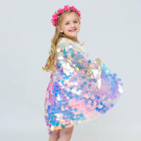 Chal de lentejuelas Multicolor con purpurina para niñas, capa brillante, capa de princesa de hadas, fiesta de Navidad, ropa de Halloween para niños, moda - details 1