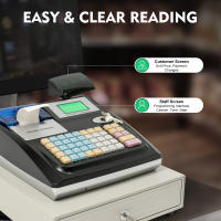 Caja registradora electrónica Sistema inglés Pantalla LED dual con 48 teclas Función de reconocimiento de billetes Caja registradora POS para restaurante minorista Supermercado - details 3