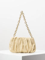 Bolso de hombro tejido Vintage, bolsa de nube plisada, bolso de cadena de Metal, monedero de paja para vacaciones de estilo playero - details 19