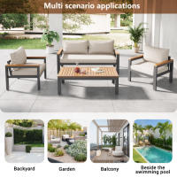 Conjunto de Jardín de Acacia Muebles de Exteriores de Acero Galvanizado Mesa de Comedor de 4 Piezas - details 9