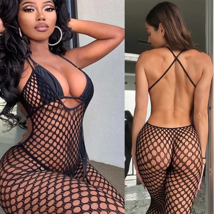 Body de malla Sexy para mujer, lencería erótica de rejilla, vestido con espalda descubierta, disfraces, monos, ropa interior Sexy Porno - 1