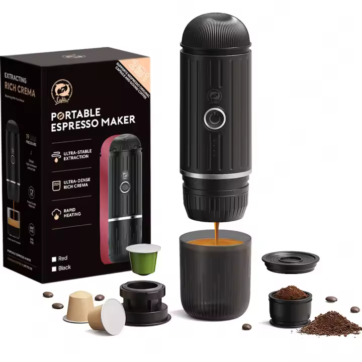 Cafetera eléctrica portátil Compatible con Nespresso, cápsulas originales y café molido para viajes y Camping - 1