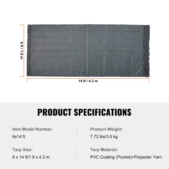SucceBuy Lona para camión volquete Lona de malla PVC 18 oz Bolsillos dobles Sombra para remolque - 1