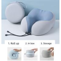 Almohadas de viaje en forma de U de rebote lento, bolsas de almacenamiento, cojín de soporte para el cuello de espuma, refrigeración, protección del cuello de 360 grados, almohada para dormir - details 1