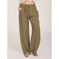 Pantalones de Lino de Algodón para Mujer Cintura Elástica, Bolsillo, Estilo Callejero - details 8