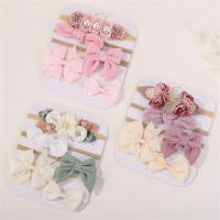 Set De 5 Diademas Elásticos Con Lazo Para Bebé Niña Algodón Nylon Decorativos Con Flores Bonitos Accesorios Para Cabello Para Niñas - details 9