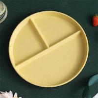 Divided Dish In 3 Diet Reusable Round Dinner Plate Kitchen Dinnerware Portion Plates for Adults 3 Compartments Microwave Safe - details 0