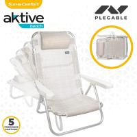 Pack de 2 sillas plegables multiposición para playa, jardín, terraza o camping, 5 posiciones diferentes, Altura 21 cm, medidas 48x45,5x84 cm, Reforzadas, incluye asa de transporte - details 3