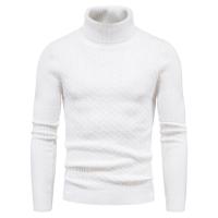 Suéter de cuello alto para hombre, suéter de punto ajustado, camisa de fondo, cálido, Color sólido, moda de otoño e invierno - details 23