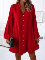 Vestido suelto de desayuno único con cuello en V de manga larga de primavera y verano 2025 para mujer - details 0