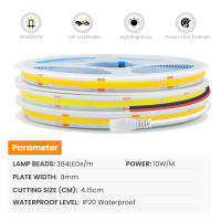 GAHADA Tira de LED COB de Alta Densidad 12V 24V 384Led/m Blanco/Blanco Cálido/Natural Blanco - details 1