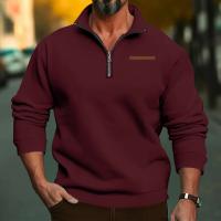 Jersey de cuello alto de terciopelo para hombre, suéter informal de color sólido, media cremallera, talla grande, tendencia de invierno - details 17