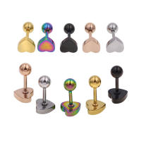 Piercing de acero inoxidable para oreja, pendientes de Hélice para cartílago, 2 piezas, 5 colores, corazón quirúrgico - details 1