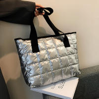 Bolso de mano de algodón con almohadilla espacial para mujer, bolsa de viaje de hombro acolchada, de gran capacidad, impermeable, a la moda, Invierno - details 6