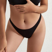 Tanga de algodón acanalado sin costuras para mujer, bragas de Bikini de cintura baja simples, ropa interior deportiva para niñas - details 14