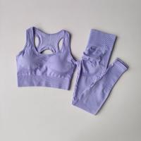 Conjunto de Yoga Sin Costuras Conjunto Deportivo para Mujer de Nylon Sólido con Cuello Redondo - details 8