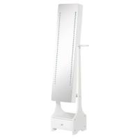 Espejo Joyero con 20 Luces LED Armario Joyero Reclinable con Guardajoyas Anillos Pendientes Collares Cerradura y Llaves 40x37x146 cm Blanco - details 10