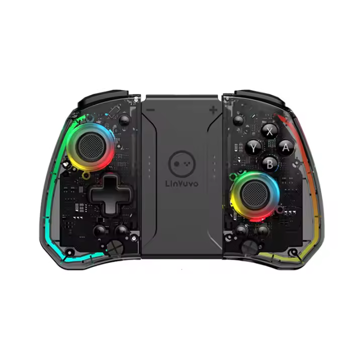 Joypad transparente inalámbrico, controlador de inducción de 6 ejes, Gamepad ajustable, 8 colores, luz mágica, vibración, Joy para Aplicable a Switch - 1