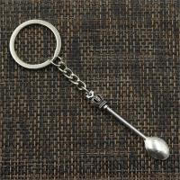 Nuevo llavero de moda para hombre de 30mm, cadena con soporte de Metal DIY, corona de cuchara de cocina Vintage, colgante de Color plateado de 57x9mm, regalo - details 5