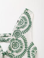 BUNO-2025 nuevo diseño casual y elegante para mujer con decoración de lazo de estilo europeo y americano y vestido bordado hueco - details 5