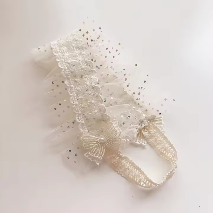 Precioso lazo de encaje para bebé, diadema de flores de estilo coreano, accesorios para el cabello, tocado, aro elástico para el cabello, princesa para niñas - 1