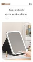 Espejo de maquillaje con luz LED, espejo de maquillaje, espejo de mesa giratorio, plegable y ajustable de 180°, adecuado para sala de estar, salón de belleza, SPA y hotel, espejo de maquillaje portátil - details 8