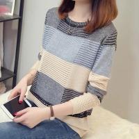 Suéter a rayas moradas para mujer, Jersey de punto fino, versión coreana, holgado, con gancho, Top informal, novedad de 2025 - details 2