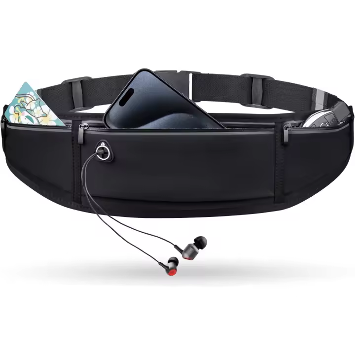Entersports Cinturón de Correr Delgado Paquete Ligero para la Cintura Soporte de Teléfono y Monedero Reflectante para Deportes y Aire Libre - 1