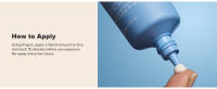 To apply, use fingers &apply a liberal amount to face & neck 15 mins before sun exposure.