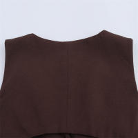 Conjunto de Pantalones Cortos para Mujer OUWU Top de Pecho Liso, Chaleco Ajustado con Cuello en V, Pantalones Rectos Plisados de Cintura Alta Nuevo Look de Primavera - details 7