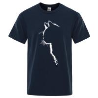 Camisetas de algodón con estampado de gato para hombre, camisa de manga corta de verano, ropa de calle de Hip-Hop, divertidas - details 11