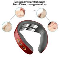 Masajeador De Espalda Cervical EMS Eléctrico Con 6 Modelos Y 9 Velocidades Relajación Automática De 4 Máquinas Para El Cuello Material ABS+Acero Inoxidable Rojo Y Blanco - details 2