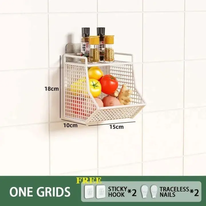 Cesta de alambre para colgar en la pared de frutas, encimera de cocina, aperitivo de cocina, iluminación de cebolla y patata CA - 1