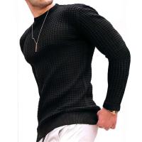 Abrigo de hombre moda pequeño cheque Waffle juvenil cuello redondo jacquard cheque sudadera con capucha - details 12