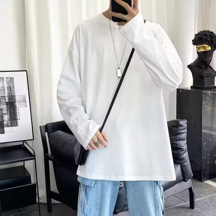 Camiseta de Manga Larga de Moda Ropa Interior Suelta para Hombres en Primavera y Otoño - 1