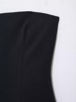 TRAFZA, vestido largo estilo vacaciones de verano para mujer, vestido negro blanco sin tirantes con cremallera, vestidos ajustados elegantes de nueva moda para mujer - details 3