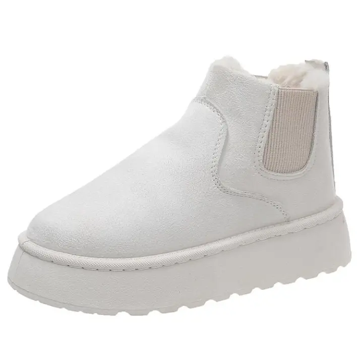 Botas altas para la nieve para mujer, zapatos gruesos de felpa, cálidos, sencillos y versátiles, cómodos, de algodón, invierno, 2024 - 1